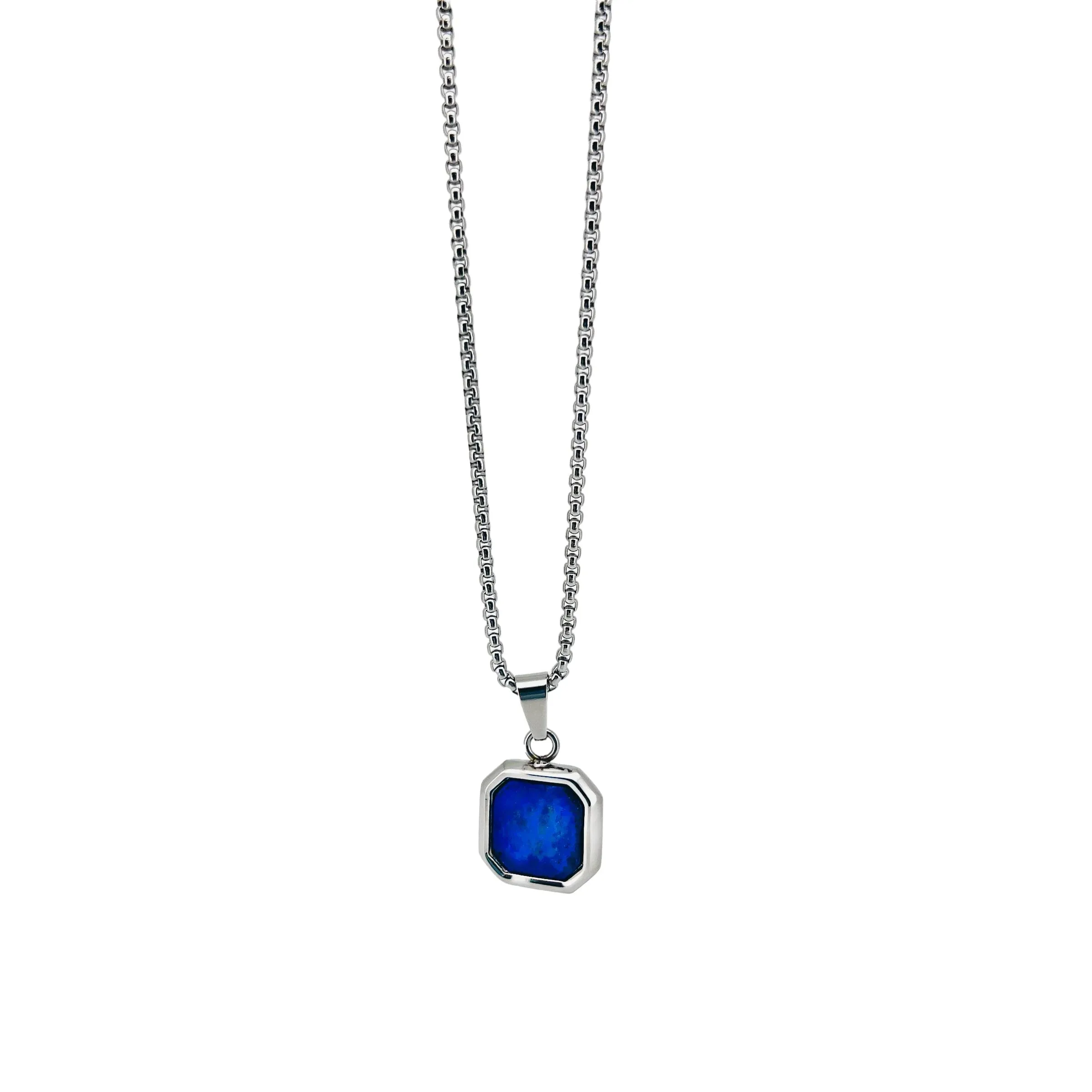 Bryok Square Stone Pendant with Chain Necklace