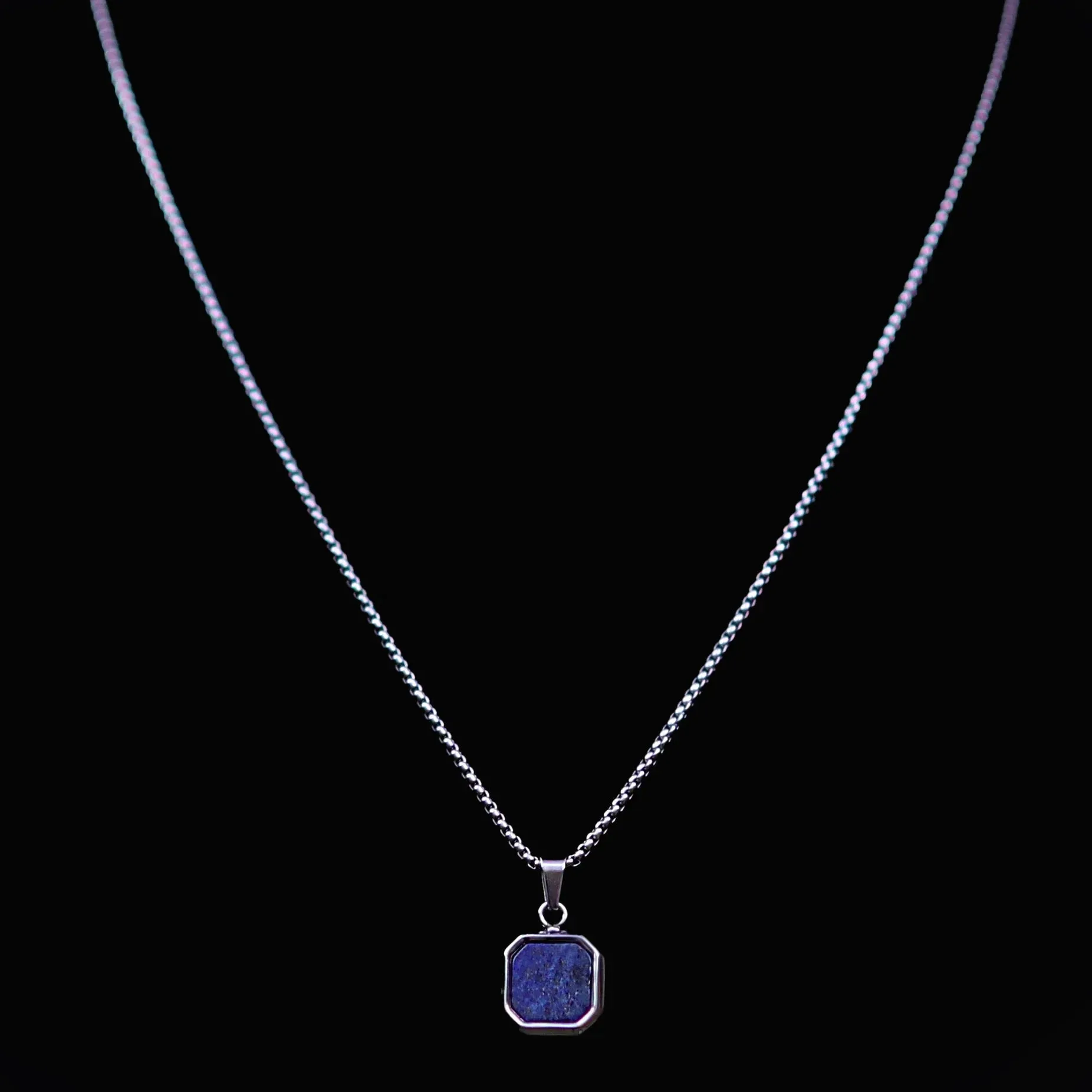 Bryok Square Stone Pendant with Chain Necklace