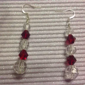 Burgundy and crystal earrings