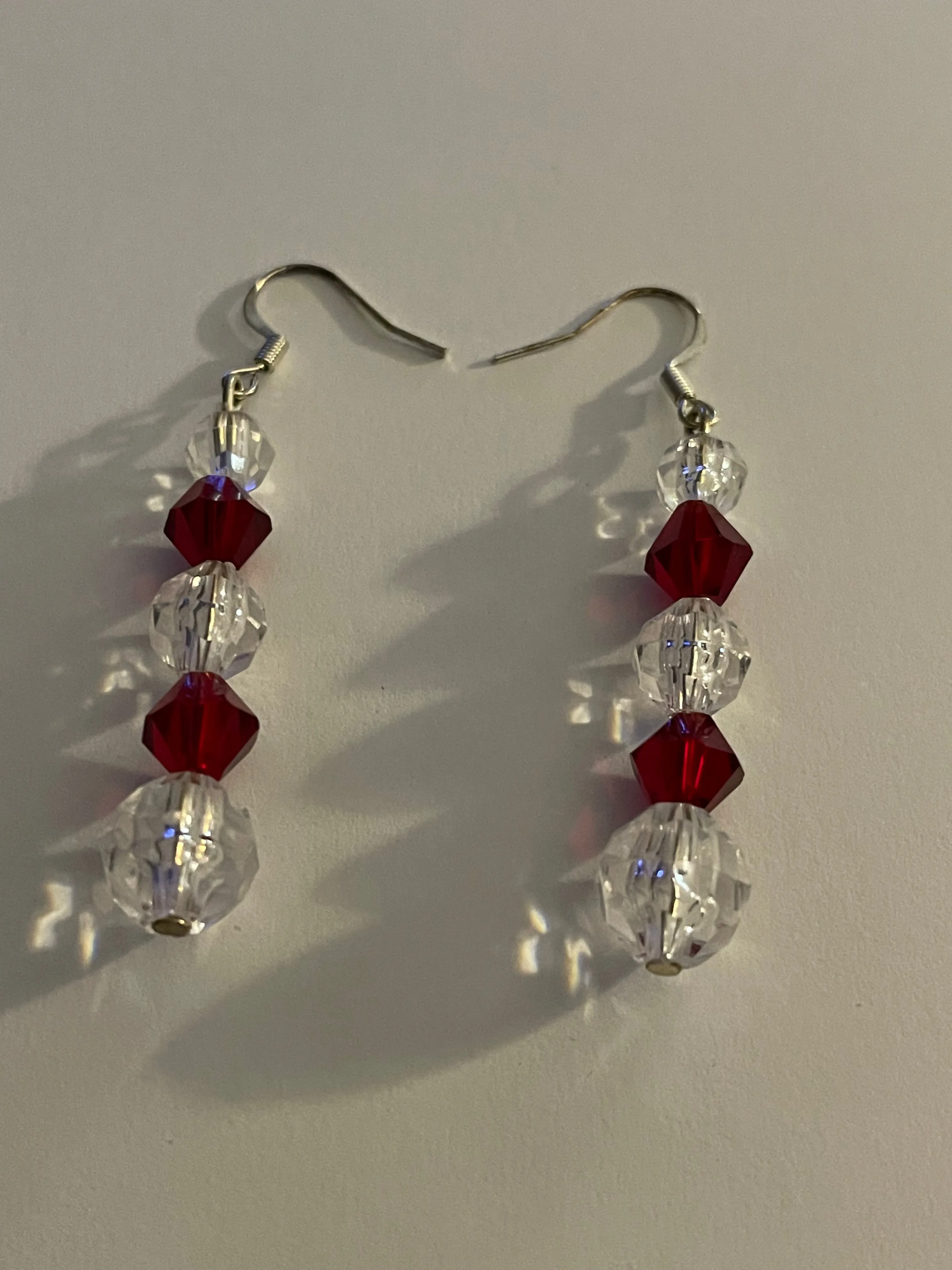 Burgundy and crystal earrings