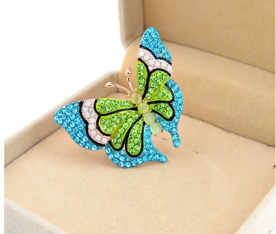 Butterfly brooch vintage look gold plated celebrity design broach queen pin s24