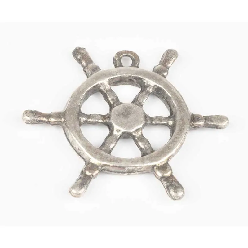 Casting Pendants-46x40mm Ships Wheel-Antique Silver-Quantity 1