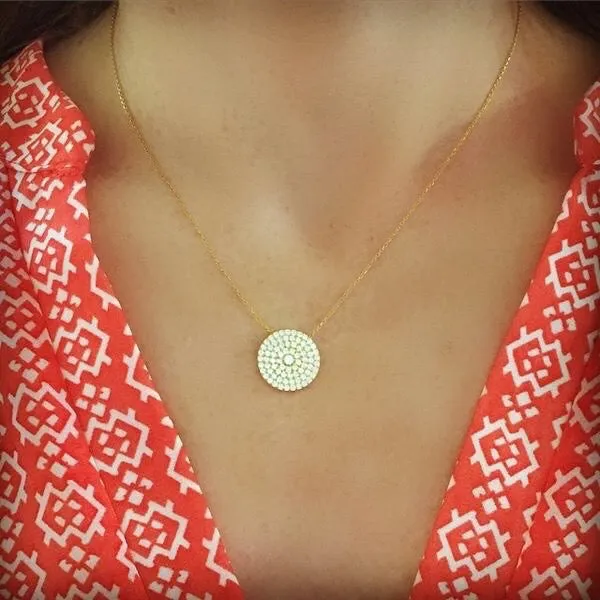 Classic Pave Circle Necklaces (STERLING)