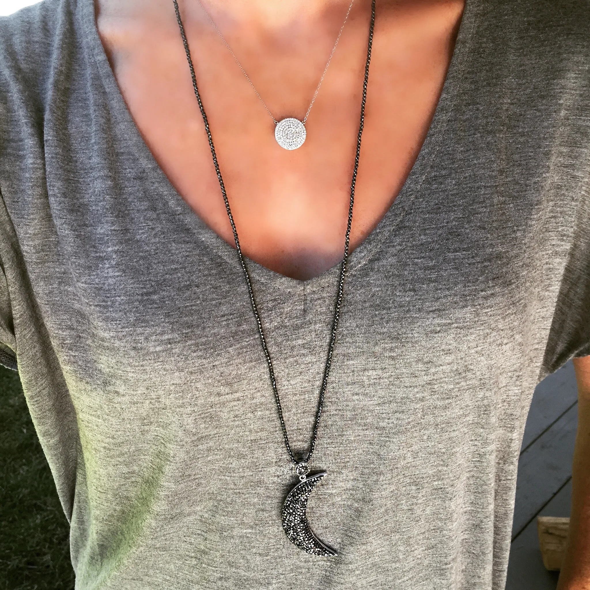 Classic Pave Circle Necklaces (STERLING)