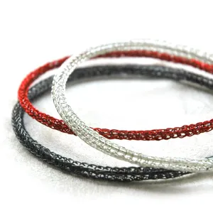 Classy Trio Bangle Bracelets combo , silver , gray silver and red