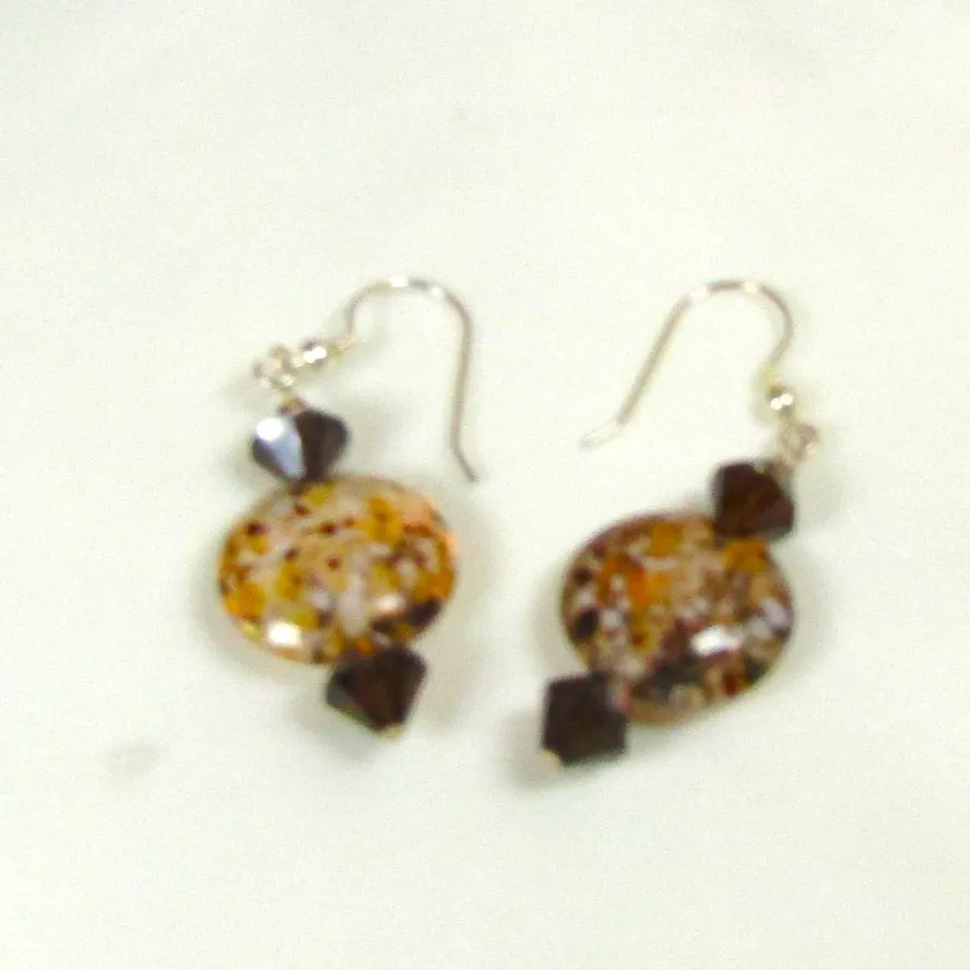 Clearly on Safari Brown Artisan Bead & Crystal Earrings