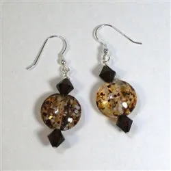 Clearly on Safari Brown Artisan Bead & Crystal Earrings