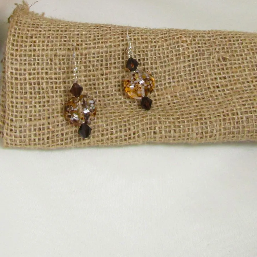 Clearly on Safari Brown Artisan Bead & Crystal Earrings