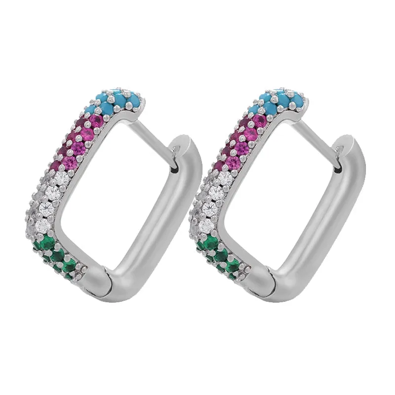 Colorful Hoop Earrings with Crystal Details