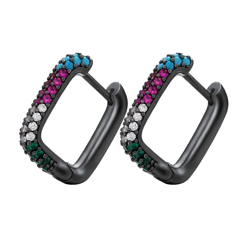 Colorful Hoop Earrings with Crystal Details