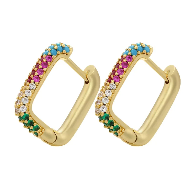 Colorful Hoop Earrings with Crystal Details