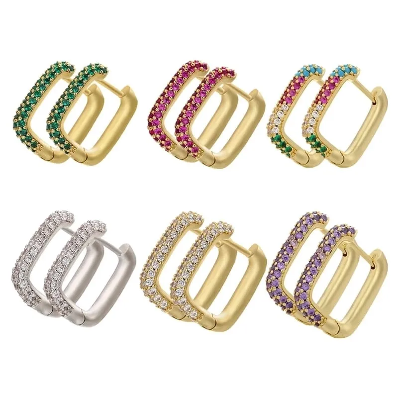 Colorful Hoop Earrings with Crystal Details