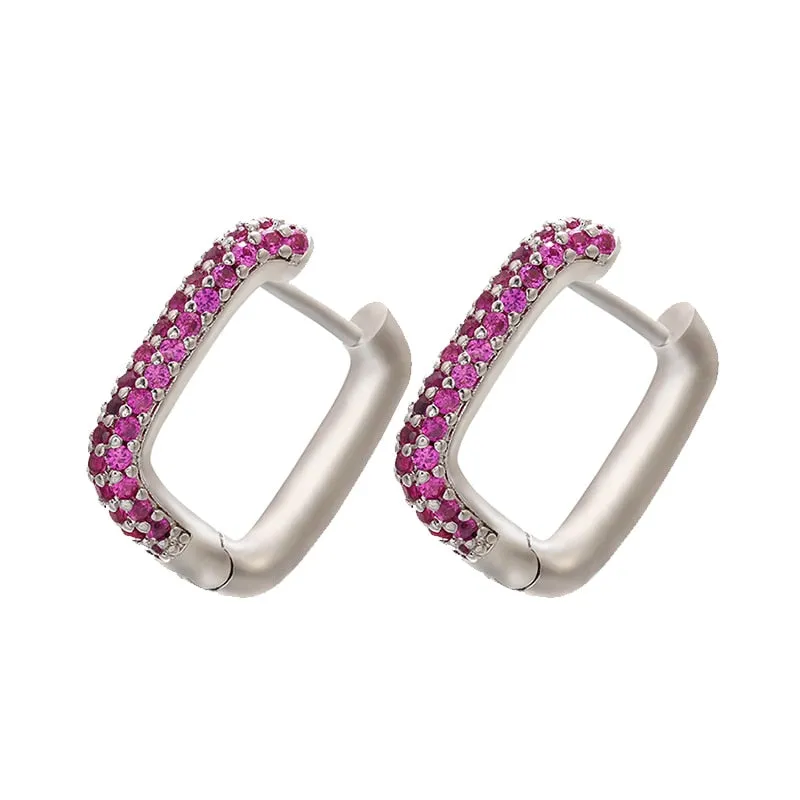 Colorful Hoop Earrings with Crystal Details