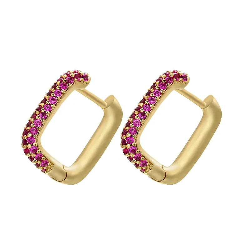 Colorful Hoop Earrings with Crystal Details