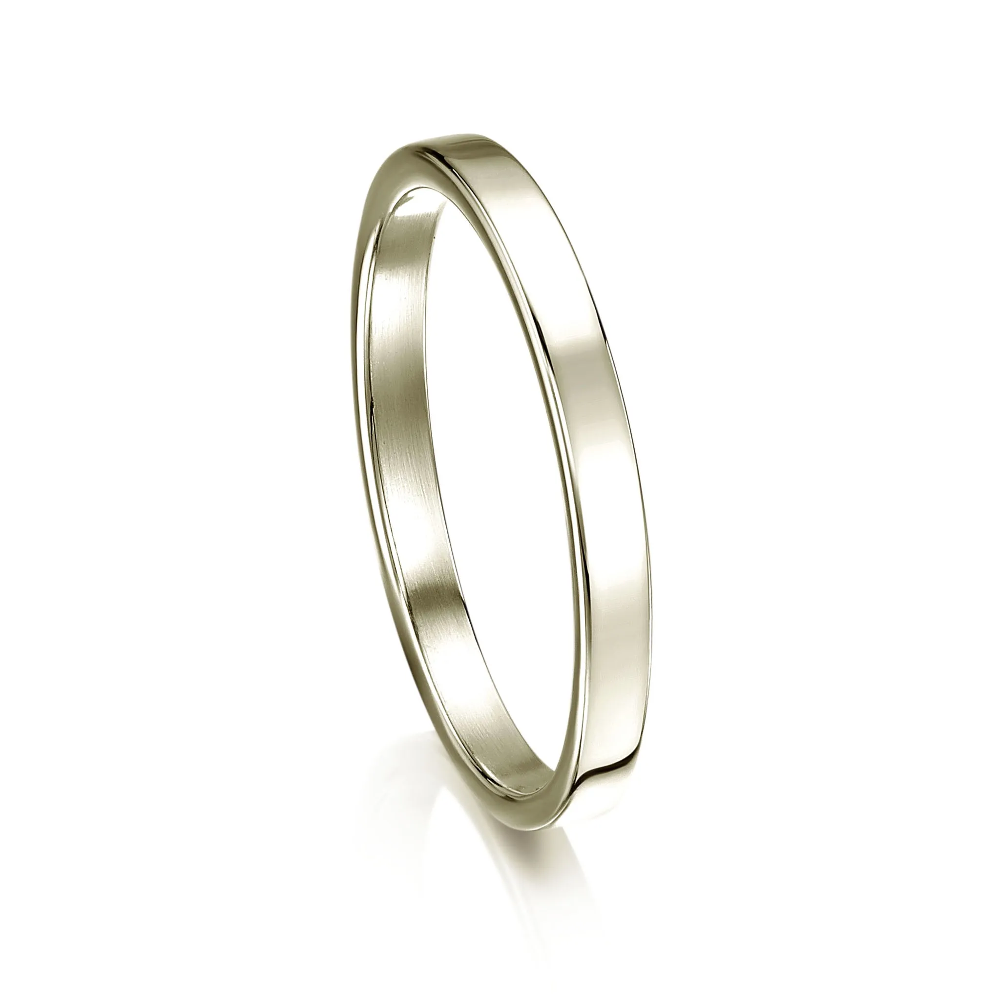 Contemporary 2mm Wedding Ring in 18ct White Gold