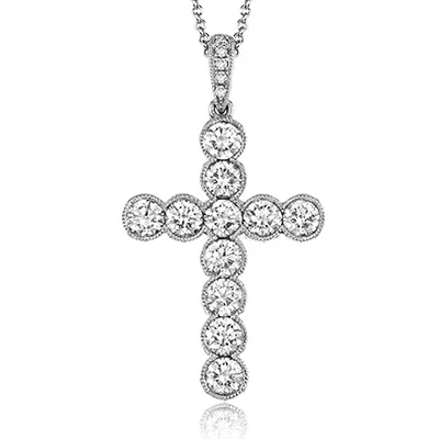 Cross Pendant in 18k Gold with Diamonds