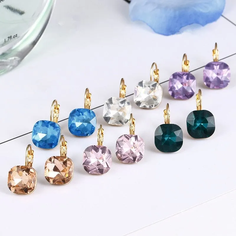 Crystal Lever-back  Earrings -6 Colors