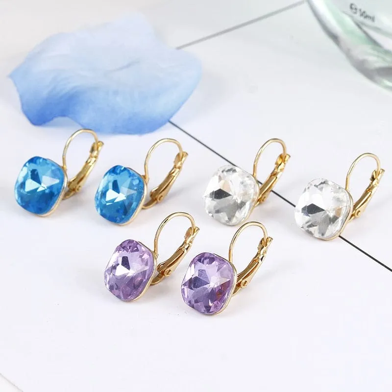 Crystal Lever-back  Earrings -6 Colors