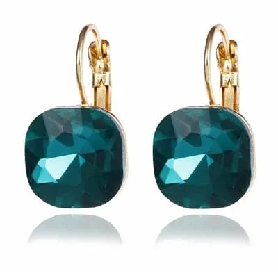 Crystal Lever-back  Earrings -6 Colors