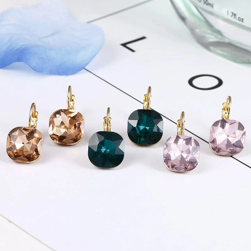 Crystal Lever-back  Earrings -6 Colors