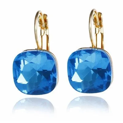 Crystal Lever-back  Earrings -6 Colors