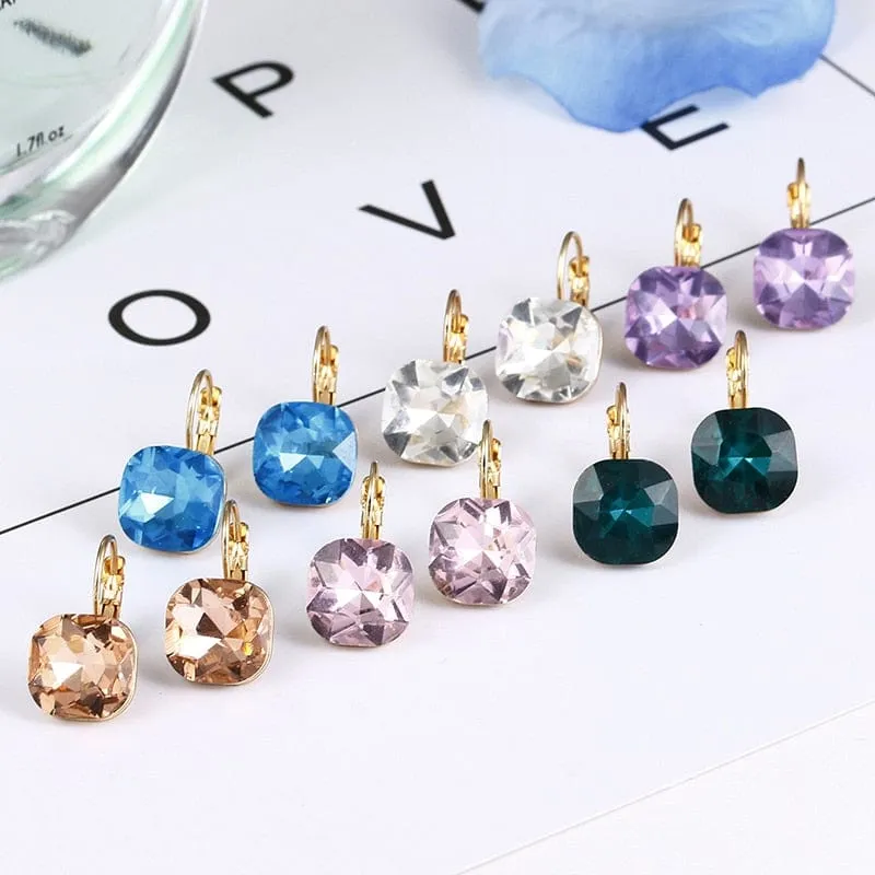 Crystal Lever-back  Earrings -6 Colors