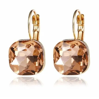 Crystal Lever-back  Earrings -6 Colors