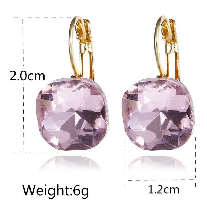 Crystal Lever-back  Earrings -6 Colors