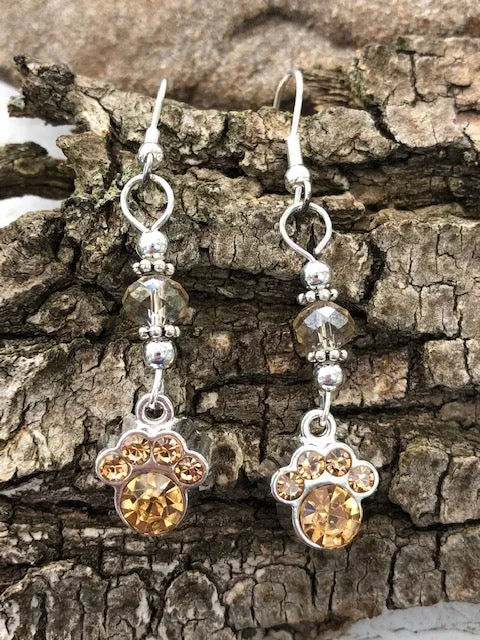 Crystal Paw Earrings