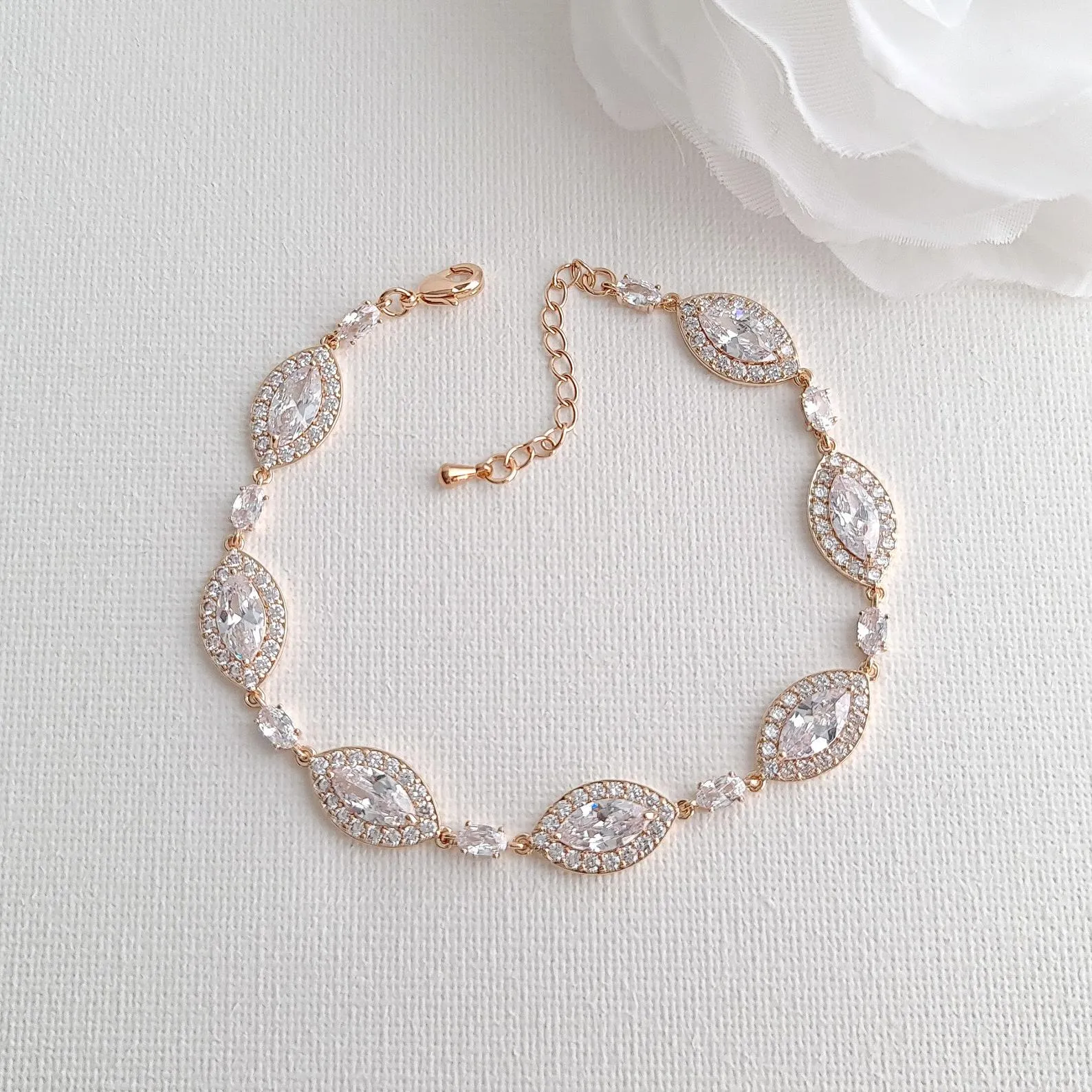 Cubic Zirconia Wedding Bracelet in Silver-Harriet