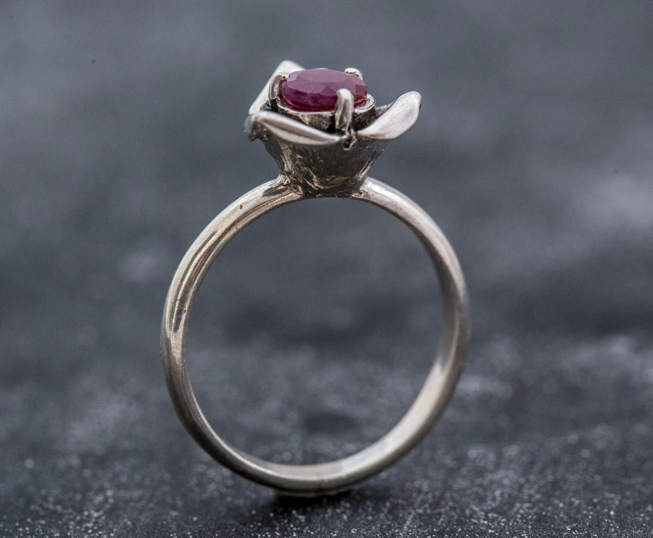 Dainty Ruby Ring - Red Rose Ring - July Birthstone Ring