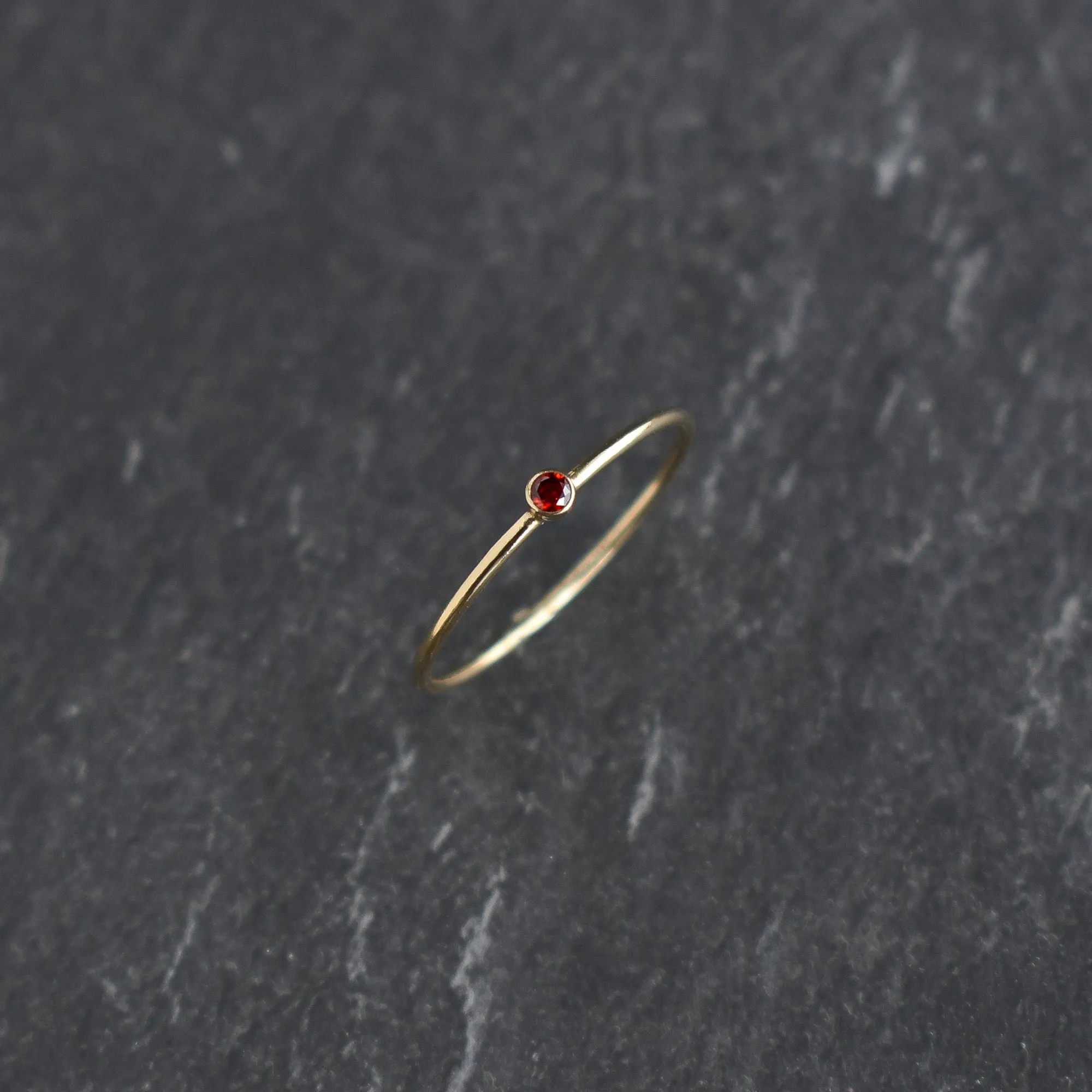 Dark Red CZ Stacking Ring - Garnet January Birthstone