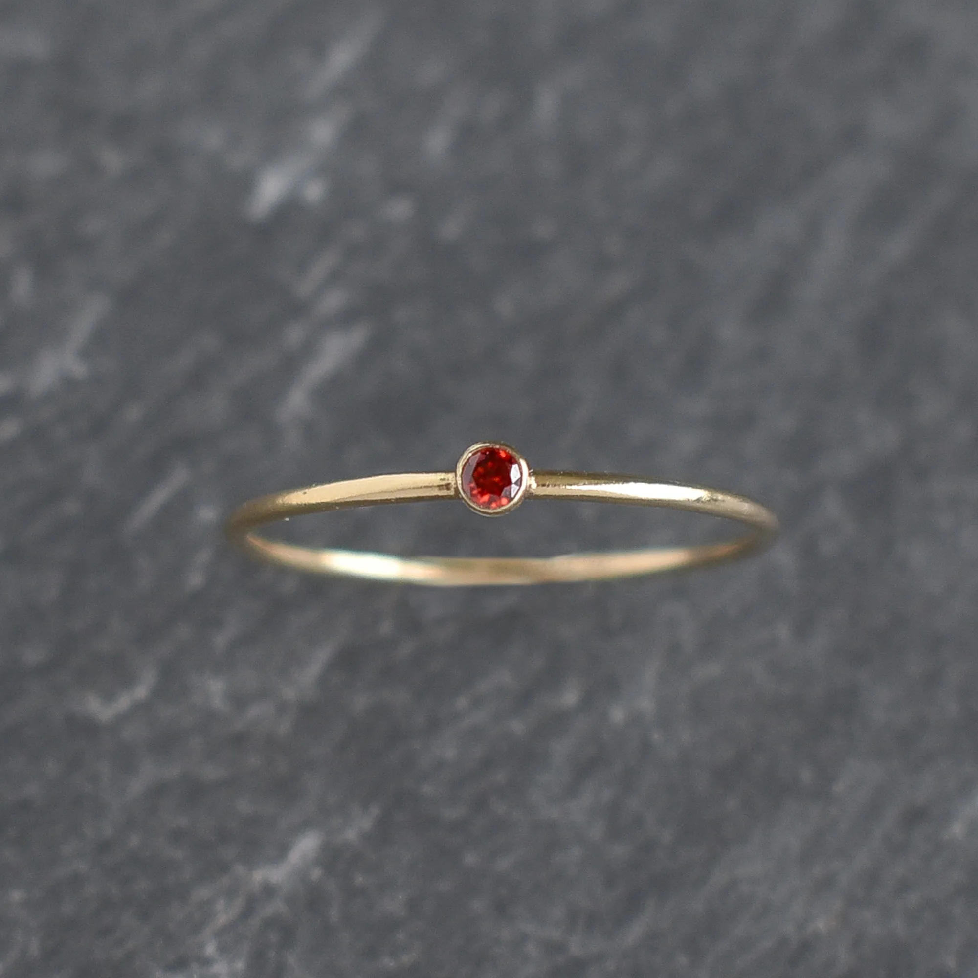 Dark Red CZ Stacking Ring - Garnet January Birthstone