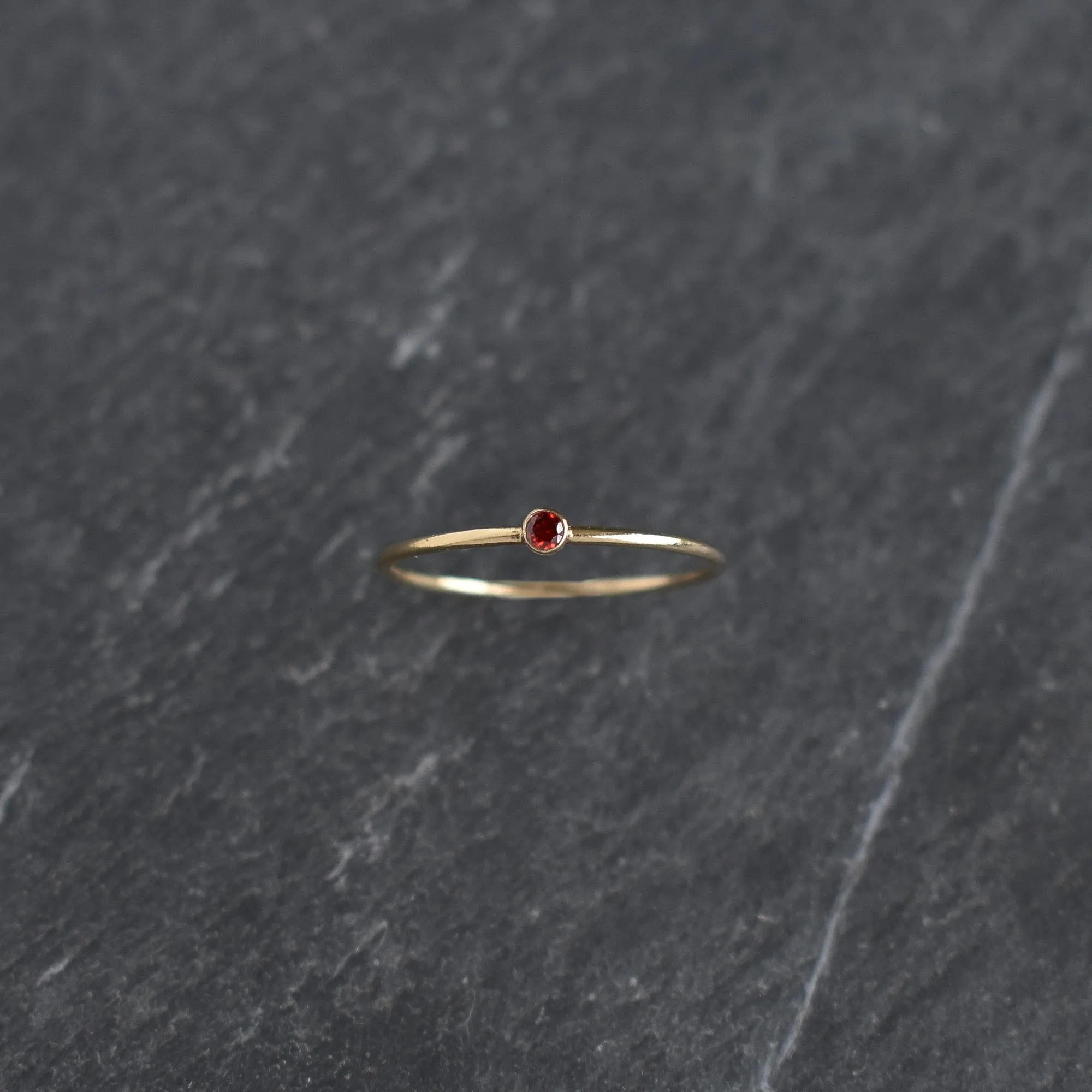 Dark Red CZ Stacking Ring - Garnet January Birthstone