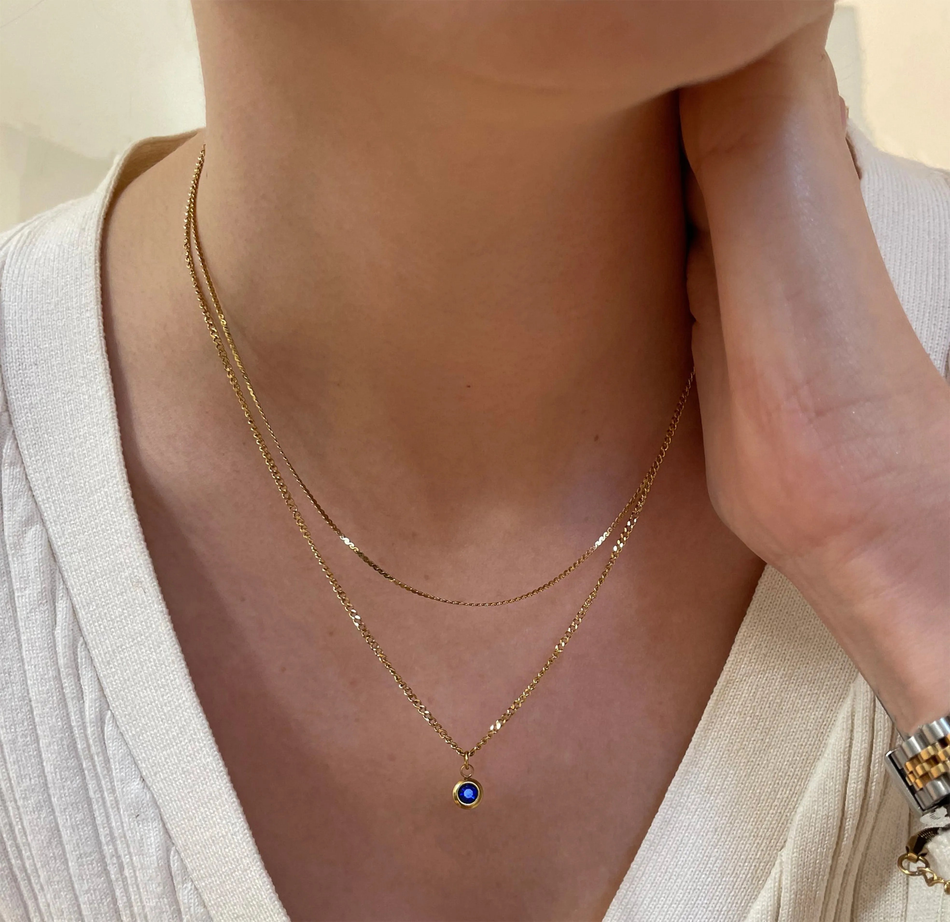 DELILAH SAPPHIRE BIRTHSTONE PENDANT NECKLACE - SEPTEMBER