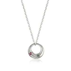 Demilune Pendant - Silver & Mixed Sapphire