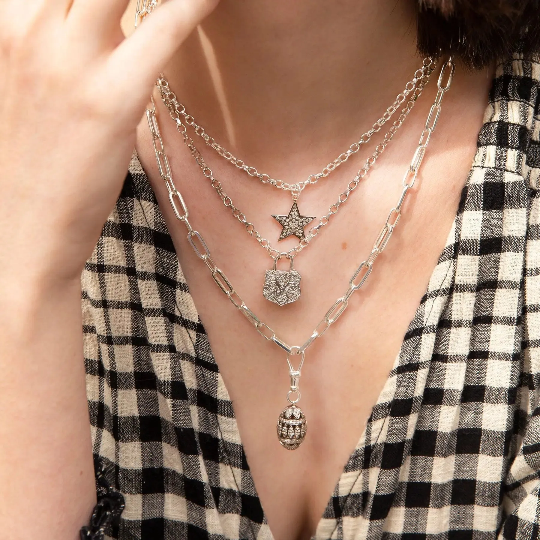 Diamond & Silver Classic Chunky Star Necklace