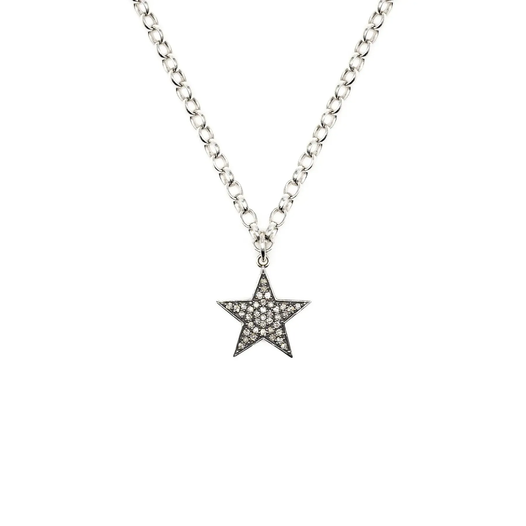 Diamond & Silver Classic Chunky Star Necklace