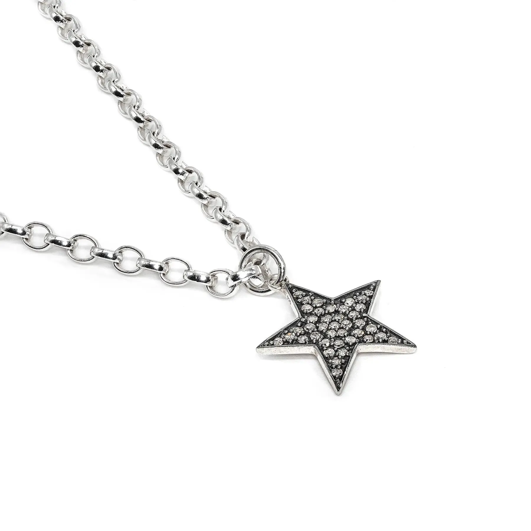 Diamond & Silver Classic Chunky Star Necklace