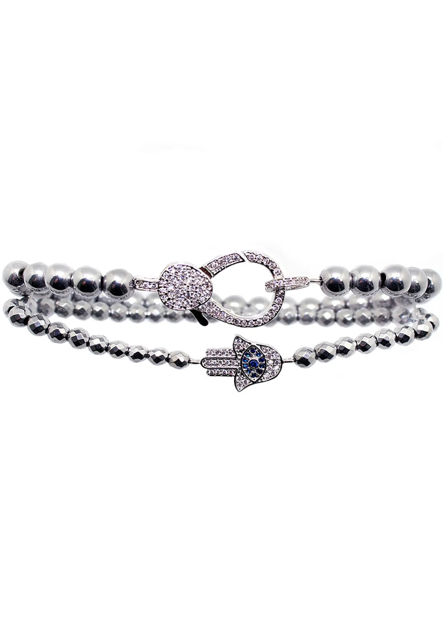 Divine Hamsa Bracelet Set in Silver