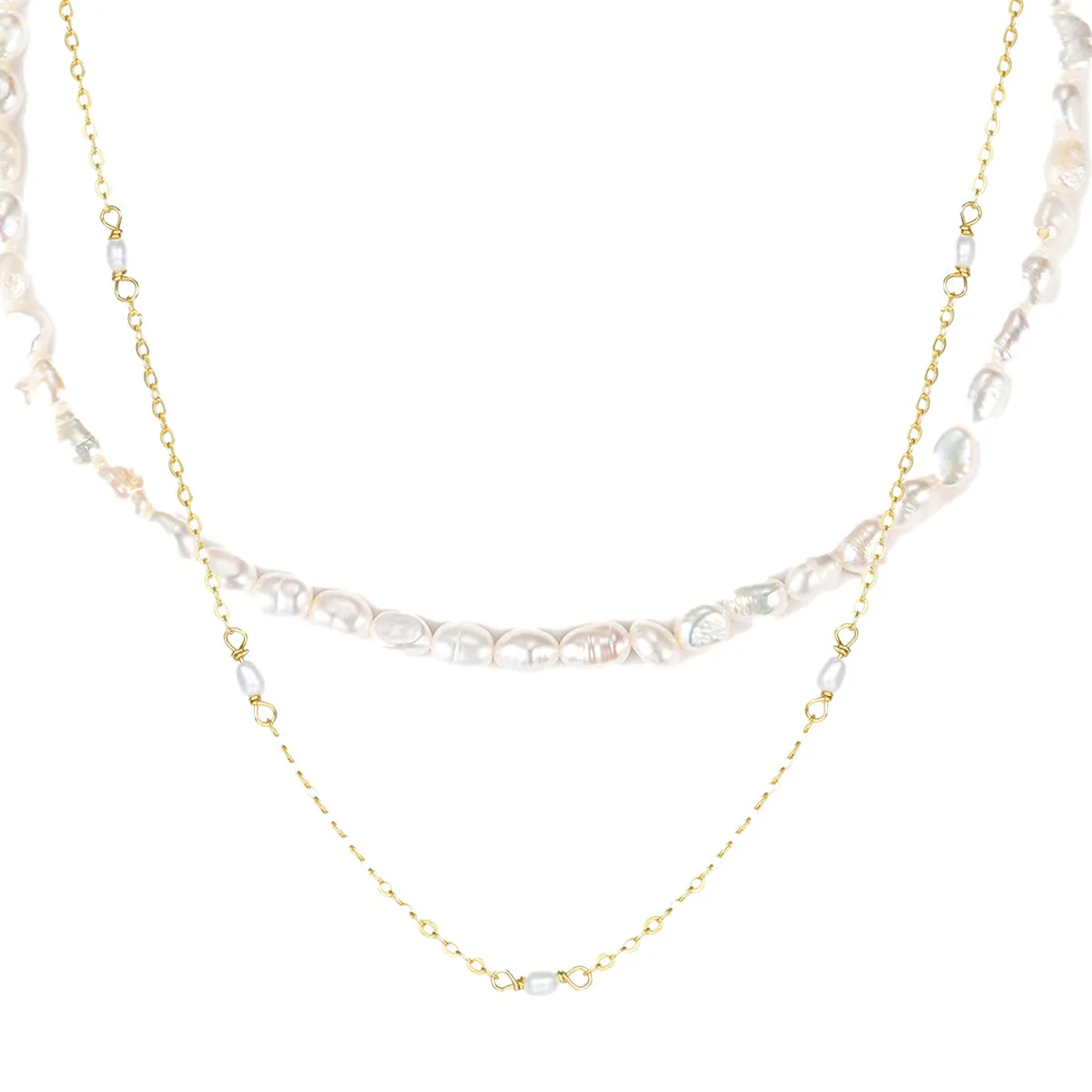 Double Grace Pearl Necklace Set Sterling Silver