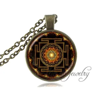 Drop shipping Fashion Buddhist Sri Yantra Pendant Necklace Sacred Geometry Sri Yantra Jewelry, Jewelry wholesale