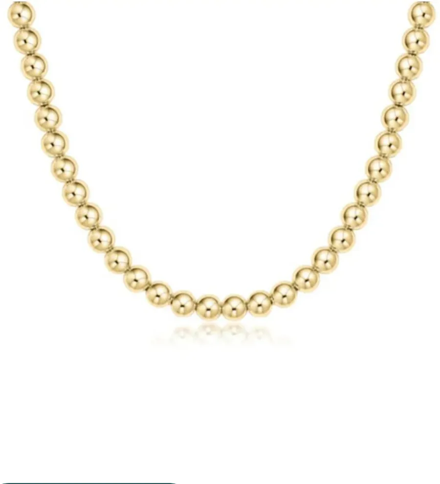 E Newton 15" Choker Classic Gold 6mm Bead Necklace