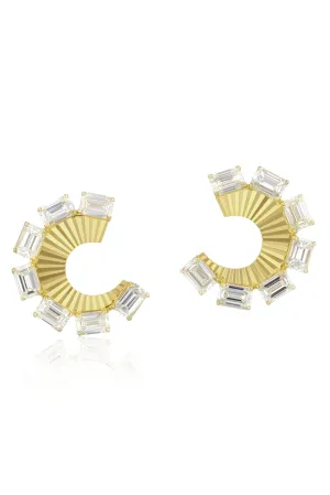 Emerald Cut Diamond Aura Fan Earrings