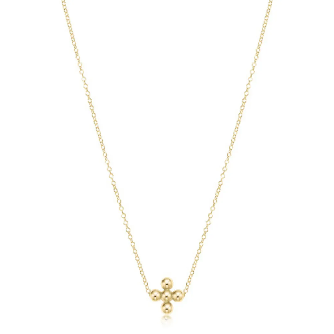 Enewton Gold Classic 3mm Beaded Signature Cross Necklace