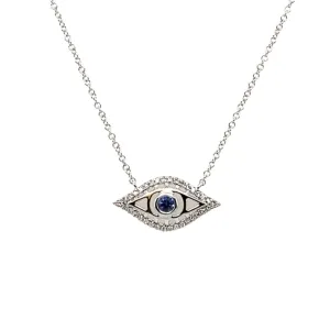 Evil Eye Diamond and Sapphire Necklace