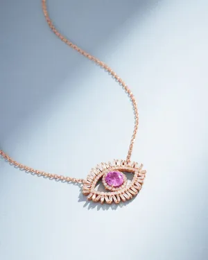 Evil Eye Milli Pink Sapphire Half Pave Pendant