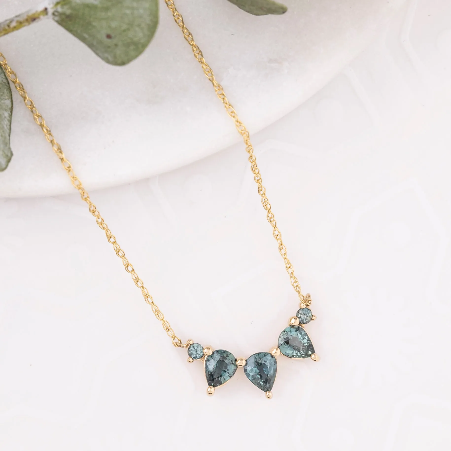 Gloria Blue Green Sapphire Necklace (One of a kind)