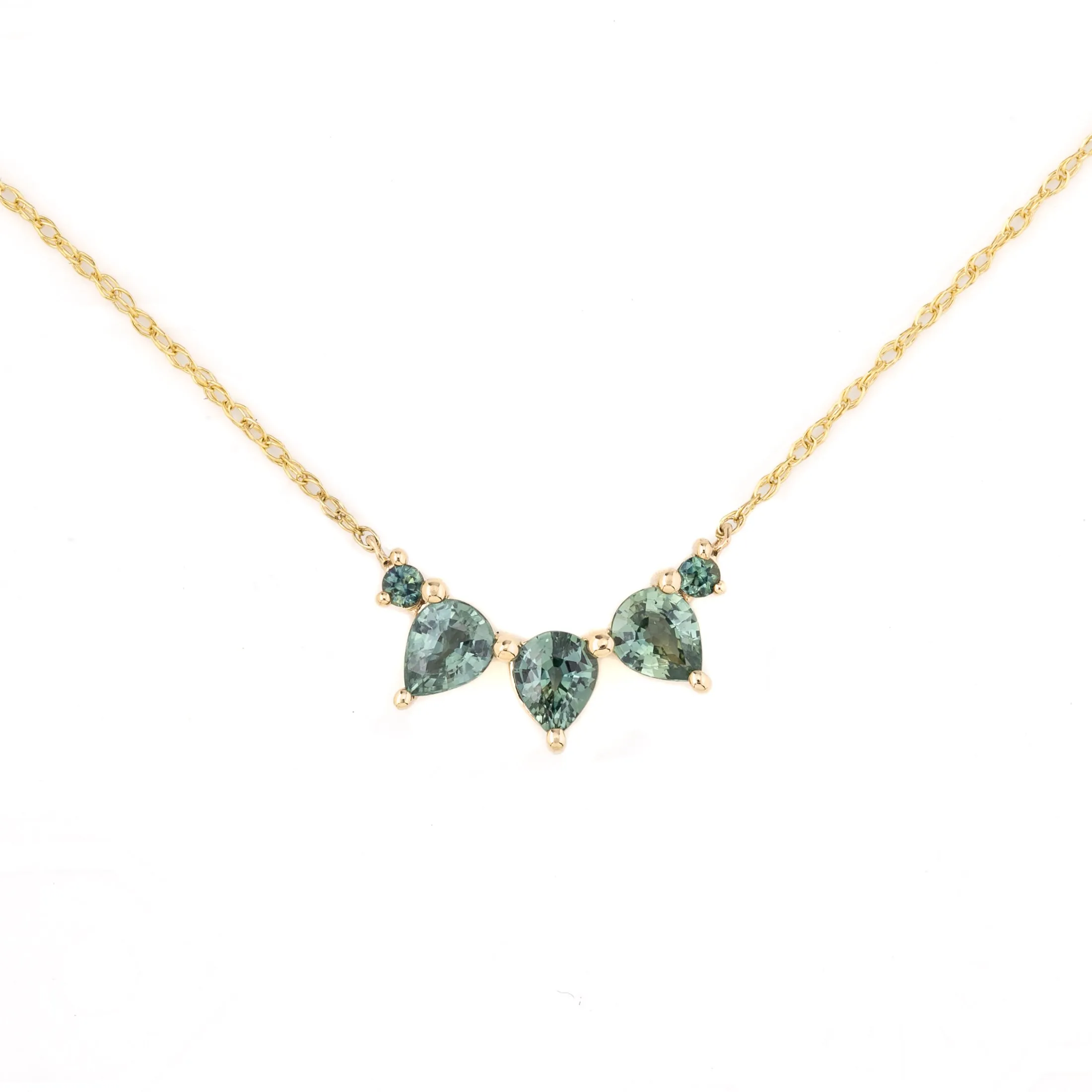 Gloria Blue Green Sapphire Necklace (One of a kind)