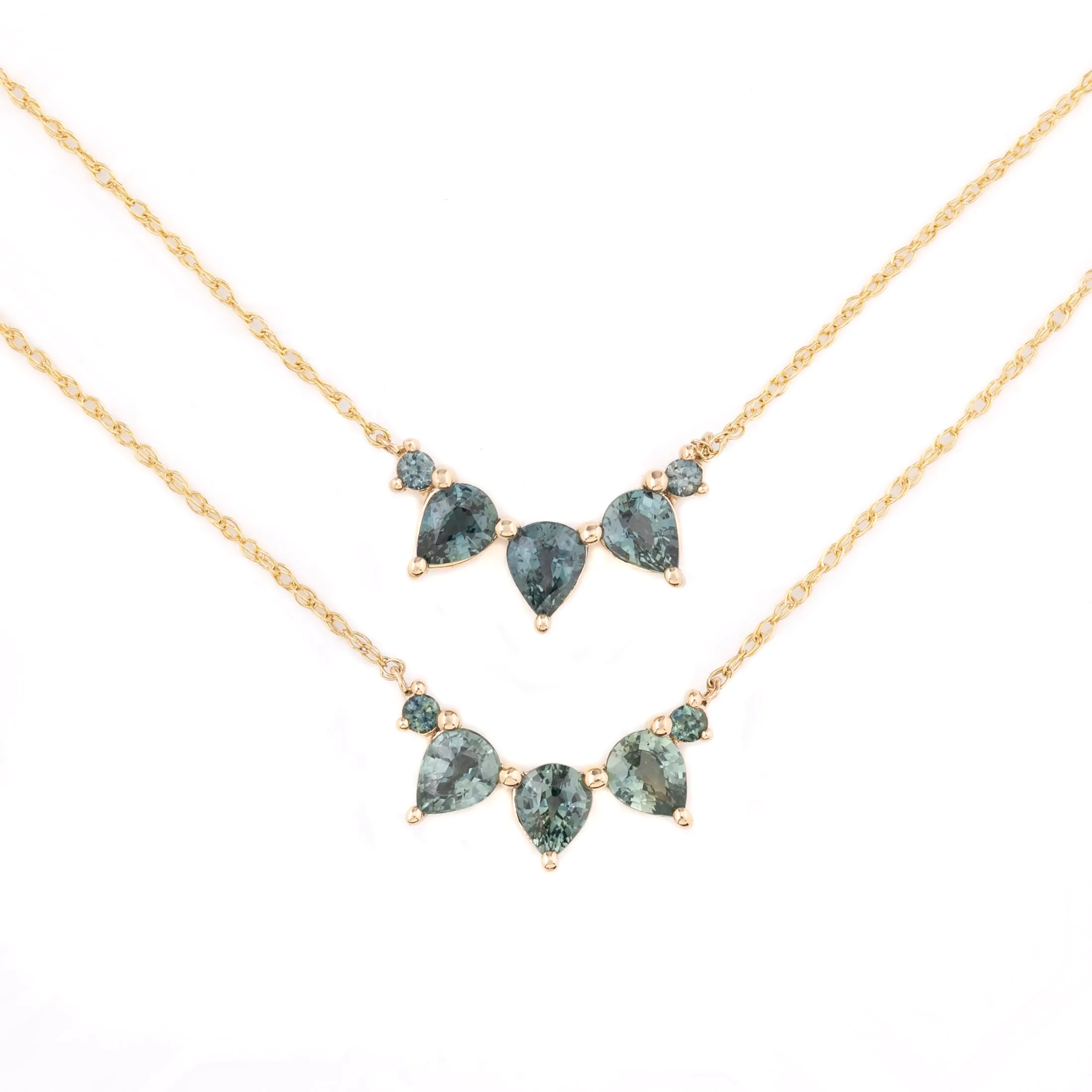 Gloria Blue Green Sapphire Necklace (One of a kind)